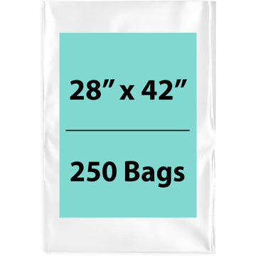 28X42 inches Clear Flat Poly Bags 2Mil Open Top (LDPE)